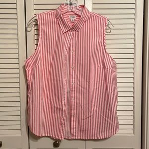 J crew pink and white striped button down